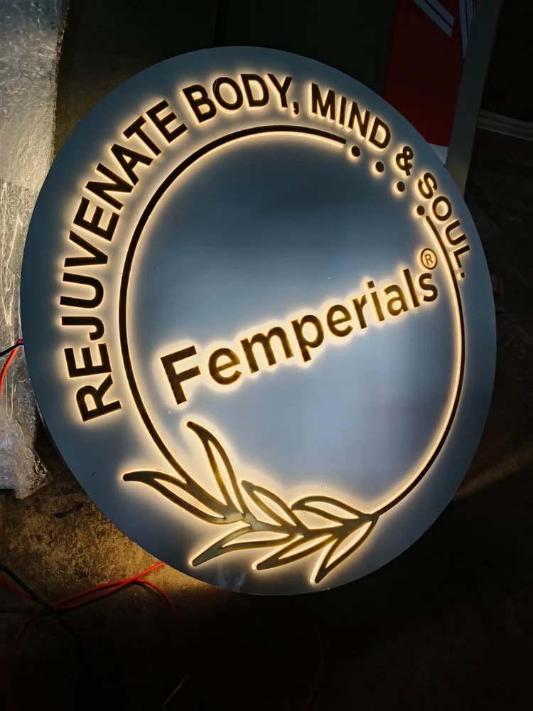Femperials backlit circular signboard